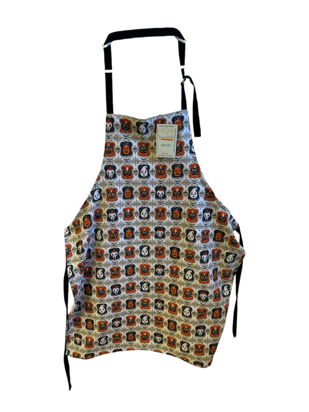 Johanna Parker Halloween Pumpkin Skull Print Kitchen Apron - NWT **
